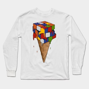 Melting Ice Cream Cone - Melting Rubik's Cube Inspired Design for people who know How to Solve a Rubik's Cube Long Sleeve T-Shirt